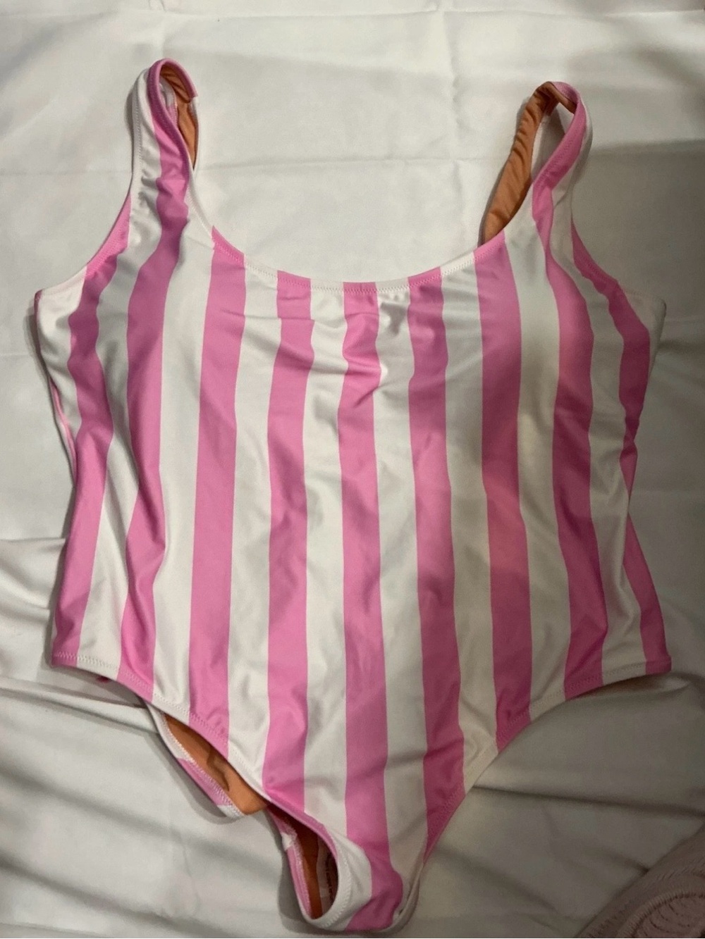 J. Crew Pink and White Vertical Stripe One-Piece Swimsuit- Adorable!